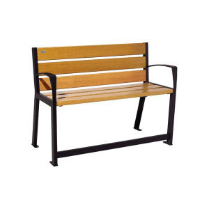 Banc bois/acier Silaos spécial sénior Procity, 2 accoudoirs, lg. 1200 mm, fixation platines - Chêne clair/Noir foncé