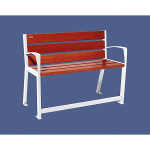 Banc bois/acier Silaos spécial sénior Procity, 2 accoudoirs, lg. 1200 mm, fixation platines - Acajou/Blanc pur