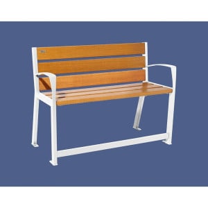 Banc bois/acier Silaos spécial sénior Procity, 2 accoudoirs, lg. 1200 mm, fixation platines - Chêne clair/Blanc pur