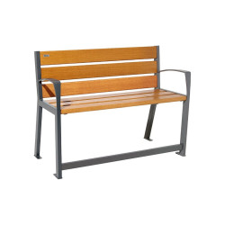 Banc bois/acier Silaos spécial sénior Procity, 2 accoudoirs, lg. 1200 mm, fixation platines - Chêne clair/Gris Procity