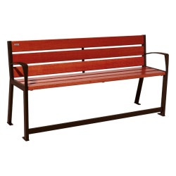 Banc bois/acier Silaos spécial sénior Procity, 2 accoudoirs, lg. 1800 mm, fixation platines - Acajou/Brun chocolat