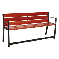 Banc bois/acier Silaos spécial sénior Procity, 2 accoudoirs, lg. 1800 mm, fixation platines - Acajou/Noir foncé