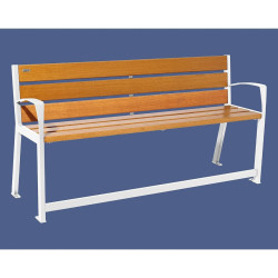 Banc bois/acier Silaos spécial sénior Procity, 2 accoudoirs, lg. 1800 mm, fixation platines - Chêne clair/Blanc pur