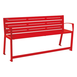 Banc acier Silaos spécial sénior Procity, 2 accoudoirs, lg. 1800 mm, fixation platines - Rouge signalisation