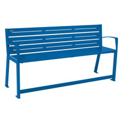 Banc acier Silaos spécial sénior Procity, 2 accoudoirs, lg. 1800 mm, fixation platines - Bleu gentiane