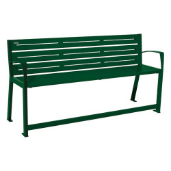 Banc acier Silaos spécial sénior Procity, 2 accoudoirs, lg. 1800 mm, fixation platines - Vert mousse
