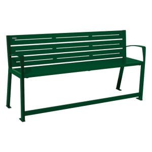 Banc acier Silaos spécial sénior Procity, 2 accoudoirs, lg. 1800 mm, fixation platines - Vert mousse