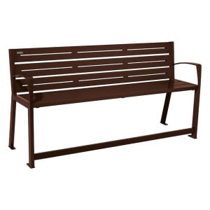 Banc acier Silaos spécial sénior Procity, 2 accoudoirs, lg. 1800 mm, fixation platines - Brun chocolat