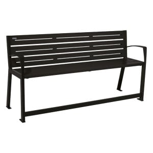 Banc acier Silaos spécial sénior Procity, 2 accoudoirs, lg. 1800 mm, fixation platines - Noir foncé