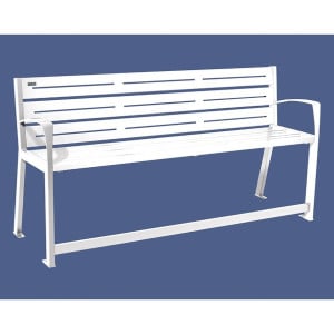 Banc acier Silaos spécial sénior Procity, 2 accoudoirs, lg. 1800 mm, fixation platines - Blanc pur