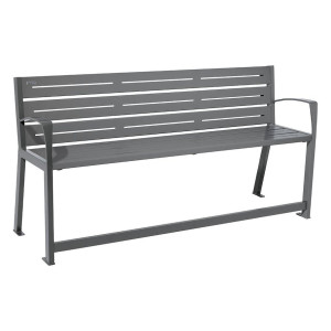 Banc acier Silaos spécial sénior Procity, 2 accoudoirs, lg. 1800 mm, fixation platines - Gris Procity