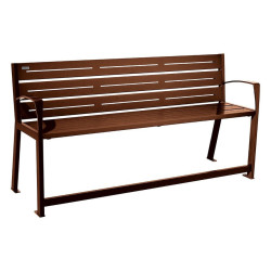 Banc acier Silaos spécial sénior Procity, 2 accoudoirs, lg. 1800 mm, fixation platines - Aspect Corten