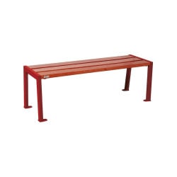 Banquette Silaos acier et bois Procity, lg. 1200 mm, peint/zinc, fixation platines - Acajou/Rouge pourpre