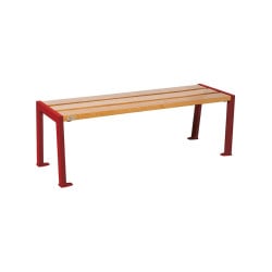 Banquette Silaos acier et bois Procity, lg. 1200 mm, peint/zinc, fixation platines - Chêne clair/Rouge pourpre