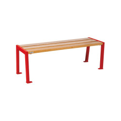 Banquette Silaos acier et bois Procity, lg. 1200 mm, peint/zinc, fixation platines - Chêne clair/Rouge signalisation