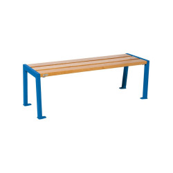 Banquette Silaos acier et bois Procity, lg. 1200 mm, peint/zinc, fixation platines - Chêne clair/Bleu gentiane