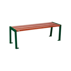 Banquette Silaos acier et bois Procity, lg. 1200 mm, peint/zinc, fixation platines - Acajou/Vert mousse