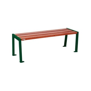Banquette Silaos acier et bois Procity, lg. 1200 mm, peint/zinc, fixation platines - Acajou/Vert mousse