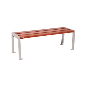 Banquette Silaos acier et bois Procity, lg. 1200 mm, peint/zinc, fixation platines - Acajou/Gris soie