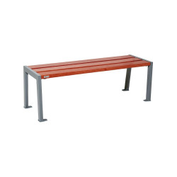 Banquette Silaos acier et bois Procity, lg. 1200 mm, peint/zinc, fixation platines - Acajou/Gris Procity
