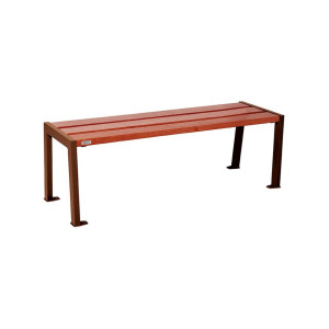 Banquette Silaos acier et bois Procity, lg. 1200 mm, peint/zinc, fixation platines - Acajou/Aspect Corten