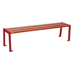 Banquette Silaos acier et bois Procity, lg. 1800 mm, peint/zinc, fixation platines - Acajou/Rouge pourpre