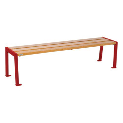 Banquette Silaos acier et bois Procity, lg. 1800 mm, peint/zinc, fixation platines - Chêne clair/Rouge pourpre