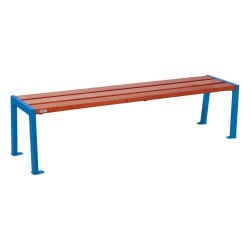 Banquette Silaos acier et bois Procity, lg. 1800 mm, peint/zinc, fixation platines - Acajou/Bleu gentiane