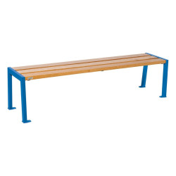 Banquette Silaos acier et bois Procity, lg. 1800 mm, peint/zinc, fixation platines - Chêne clair/Bleu gentiane