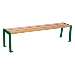 Banquette Silaos acier et bois Procity, lg. 1800 mm, peint/zinc, fixation platines - Chêne clair/Vert mousse