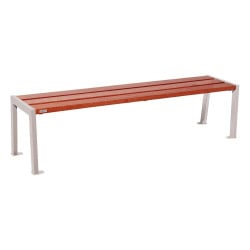 Banquette Silaos acier et bois Procity, lg. 1800 mm, peint/zinc, fixation platines - Acajou/Gris soie