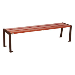 Banquette Silaos acier et bois Procity, lg. 1800 mm, peint/zinc, fixation platines - Acajou/Brun chocolat