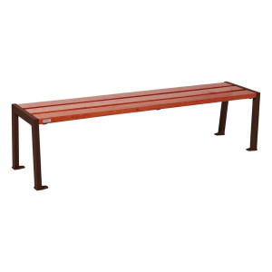 Banquette Silaos acier et bois Procity, lg. 1800 mm, peint/zinc, fixation platines - Acajou/Brun chocolat
