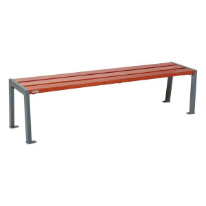 Banquette Silaos acier et bois Procity, lg. 1800 mm, peint/zinc, fixation platines - Acajou/Gris Procity