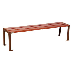 Banquette Silaos acier et bois Procity, lg. 1800 mm, peint/zinc, fixation platines - Acajou/Aspect Corten