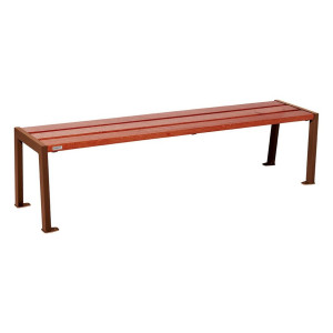 Banquette Silaos acier et bois Procity, lg. 1800 mm, peint/zinc, fixation platines - Acajou/Aspect Corten