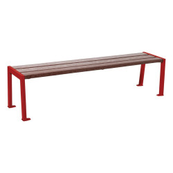 Banquette Silaos acier et plastique recyclé Procity, lg. 1800 mm, peint/zinc, fixation platines - Rouge pourpre