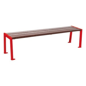 Banquette Silaos acier et plastique recyclé Procity, lg. 1800 mm, peint/zinc, fixation platines - Rouge signalisation