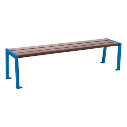 Banquette Silaos acier et plastique recyclé Procity, lg. 1800 mm, peint/zinc, fixation platines - Bleu gentiane