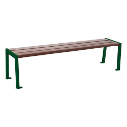 Banquette Silaos acier et plastique recyclé Procity, lg. 1800 mm, peint/zinc, fixation platines - Vert mousse