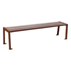Banquette Silaos acier et plastique recyclé Procity, lg. 1800 mm, peint/zinc, fixation platines - Aspect Corten