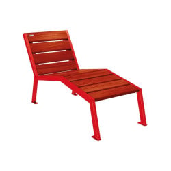 Chaise longue bois/acier Silaos Procity, 1 place, sans accoudoir, lg. 600 mm, fixation platines - Acajou/Rouge signalisation