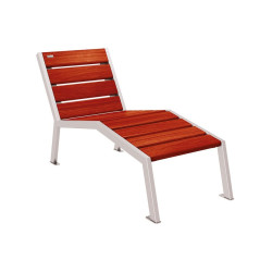 Chaise longue bois/acier Silaos Procity, 1 place, sans accoudoir, lg. 600 mm, fixation platines - Acajou/Gris soie