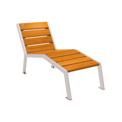 Chaise longue bois/acier Silaos Procity, 1 place, sans accoudoir, lg. 600 mm, fixation platines - Chêne clair/Gris soie