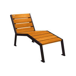 Chaise longue bois/acier Silaos Procity, 1 place, sans accoudoir, lg. 600 mm, fixation platines - Chêne clair/Noir foncé