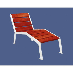 Chaise longue bois/acier Silaos Procity, 1 place, sans accoudoir, lg. 600 mm, fixation platines - Acajou/Blanc pur