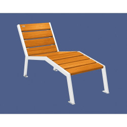 Chaise longue bois/acier Silaos Procity, 1 place, sans accoudoir, lg. 600 mm, fixation platines - Chêne clair/Blanc pur