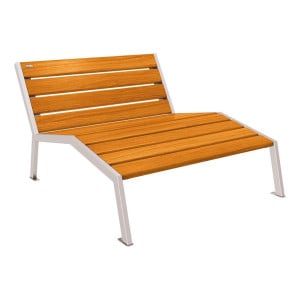Chaise longue bois/acier Silaos Procity, 2 places, sans accoudoir, lg. 1200 mm, fixation platines - Chêne clair/Gris soie