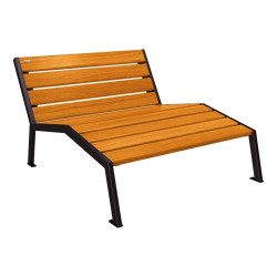 Chaise longue bois/acier Silaos Procity, 2 places, sans accoudoir, lg. 1200 mm, fixation platines - Chêne clair/Noir foncé