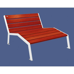 Chaise longue bois/acier Silaos Procity, 2 places, sans accoudoir, lg. 1200 mm, fixation platines - Acajou/Blanc pur